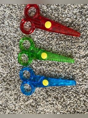 Set of 3 Transparent kids Plastic Craft Scissors - Red, Green, Blue
